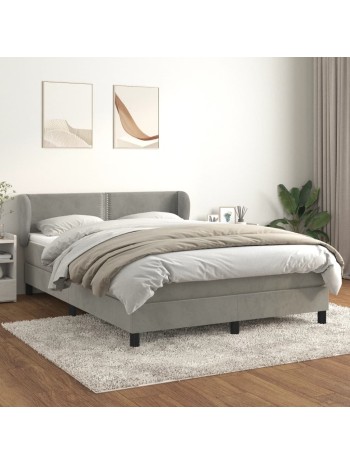 Boxspringbett mit Matratze Hellgrau 140x200 cm Samt