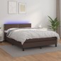 Boxspringbett mit Matratze & LED Braun 140x200 cm Kunstleder