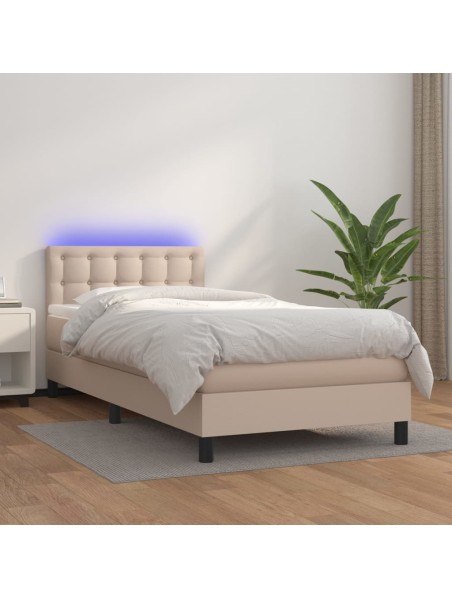 Boxspringbett mit Matratze & LED Cappuccino-Braun 100x200cm