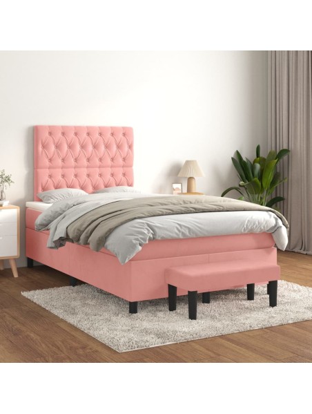 Boxspringbett mit Matratze Rosa 120x200 cm Samt