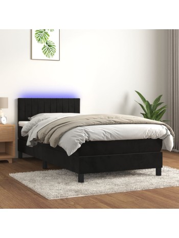 Boxspringbett mit Matratze & LED Schwarz 80x200 cm Samt