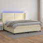 Boxspringbett mit Matratze & LED Creme 200x200 cm Kunstleder