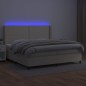 Boxspringbett mit Matratze & LED Creme 200x200 cm Kunstleder