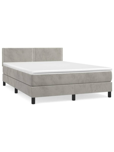 Boxspringbett mit Matratze Hellgrau 140x190 cm Samt