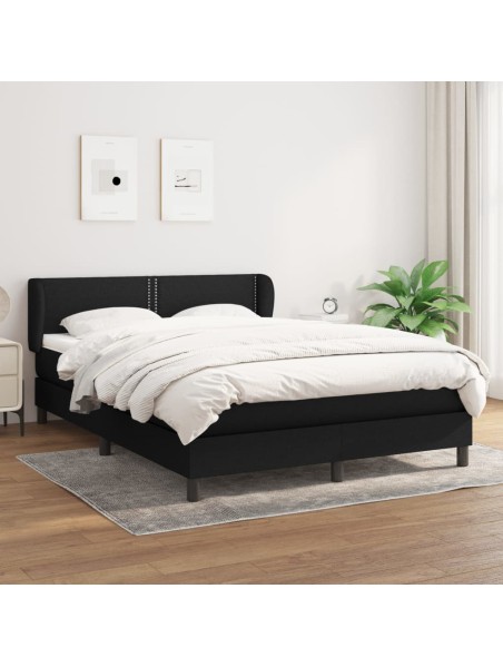 Boxspringbett mit Matratze Schwarz 140x200 cm Stoff