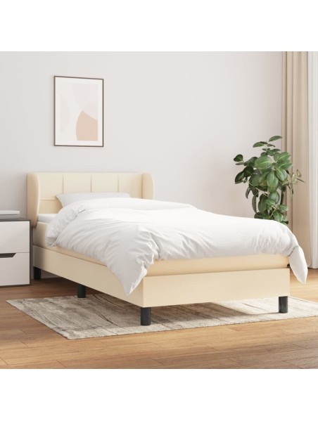 Boxspringbett mit Matratze Creme 80x200 cm Stoff