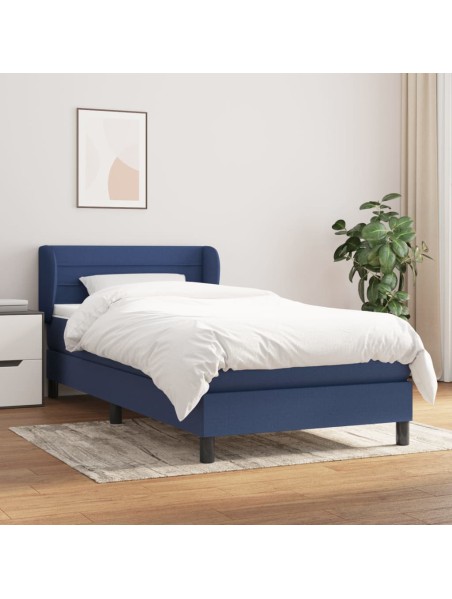 Boxspringbett mit Matratze Blau 100x200 cm Stoff