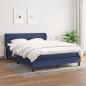 Boxspringbett mit Matratze Blau 140x190 cm Stoff