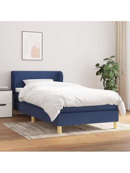 Boxspringbett mit Matratze Blau 100x200 cm Stoff