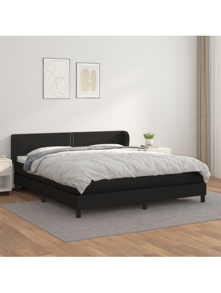 Boxspringbett mit Matratze Schwarz 160x200 cm Kunstleder