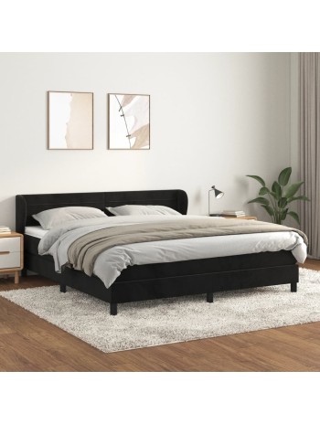 Boxspringbett mit Matratze Schwarz 160x200 cm Samt