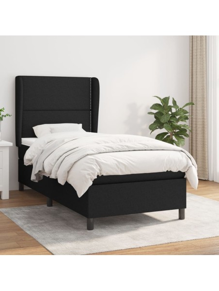 Boxspringbett mit Matratze Schwarz 90x190 cm Stoff