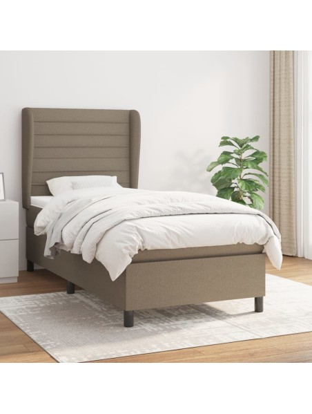 Boxspringbett mit Matratze Taupe 100x200 cm Stoff