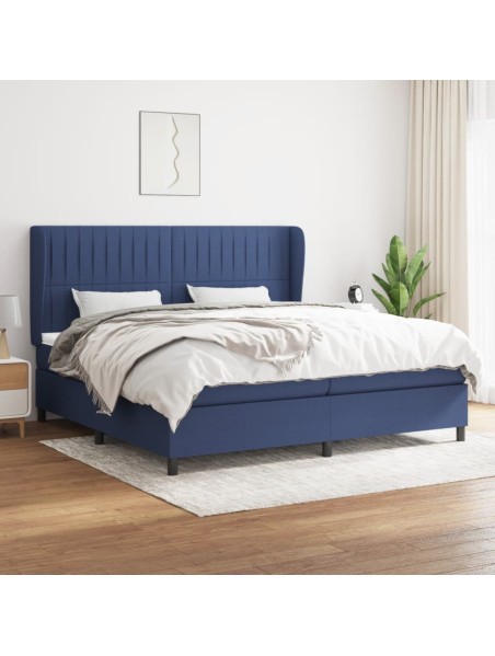 Boxspringbett mit Matratze Blau 200x200 cm Stoff