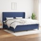 Boxspringbett mit Matratze Blau 200x200 cm Stoff