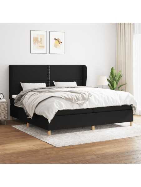 Boxspringbett mit Matratze Schwarz 200x200 cm Stoff