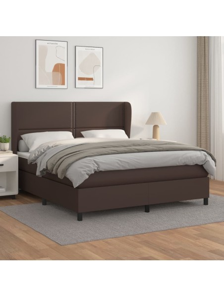 Boxspringbett mit Matratze Braun 180x200 cm Kunstleder