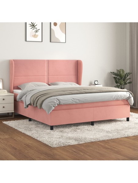 Boxspringbett mit Matratze Rosa 160x200 cm Samt