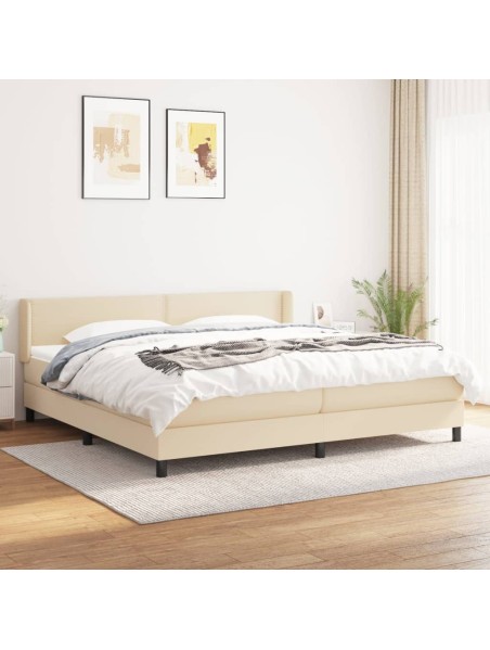 Boxspringbett mit Matratze Creme 200x200 cm Stoff