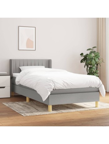 Boxspringbett mit Matratze Hellgrau 90x190 cm Stoff