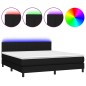 Boxspringbett mit Matratze & LED Schwarz 160x200 cm Stoff