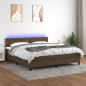 Boxspringbett mit Matratze & LED Dunkelbraun 180x200 cm Stoff