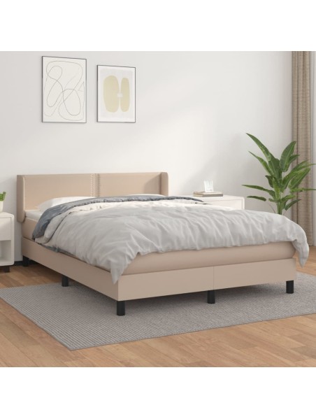 Boxspringbett Matratze Cappuccino-Braun 140x200cm Kunstleder