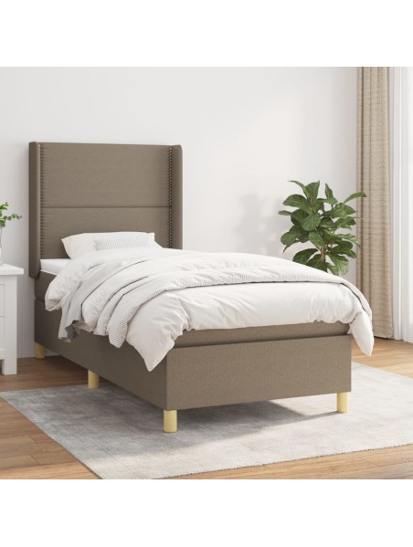 Boxspringbett mit Matratze Taupe 90x200 cm Stoff