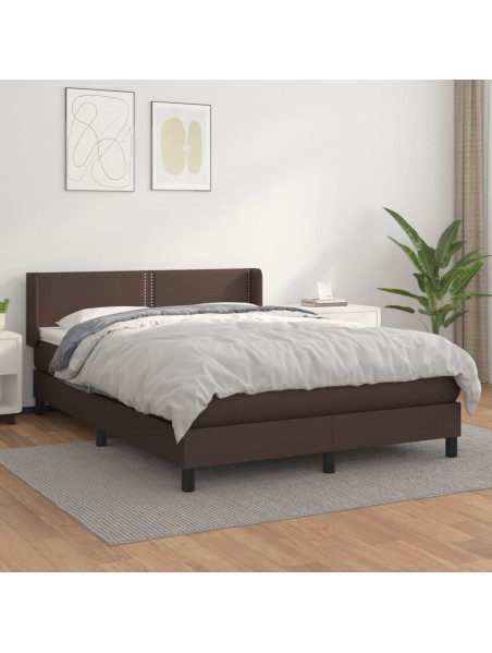 Boxspringbett mit Matratze Braun 140x190 cm Kunstleder