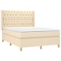 Boxspringbett mit Matratze Creme 140x190 cm Stoff