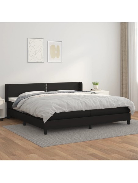 Boxspringbett mit Matratze Schwarz 200x200 cm Kunstleder