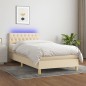 Boxspringbett mit Matratze & LED Creme 90x200 cm Stoff