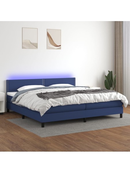 Boxspringbett mit Matratze & LED Blau 200x200 cm Stoff