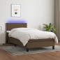 Boxspringbett mit Matratze & LED Dunkelbraun 100x200 cm Stoff