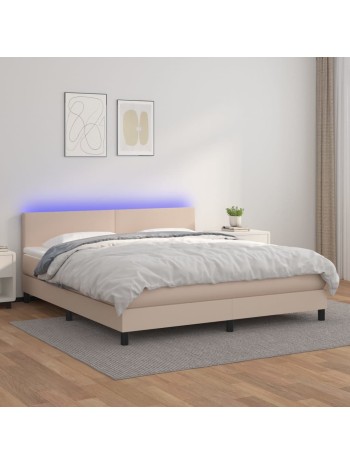 Boxspringbett mit Matratze & LED Cappuccino-Braun 180x200cm