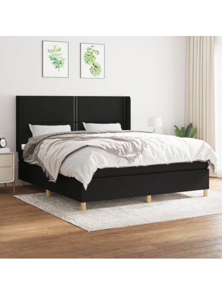 Boxspringbett mit Matratze Schwarz 160x200 cm Stoff