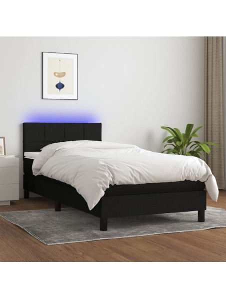 Boxspringbett mit Matratze & LED Schwarz 80x200 cm Stoff