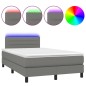 Boxspringbett mit Matratze & LED Dunkelgrau 120x200 cm Stoff