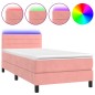 Boxspringbett mit Matratze & LED Rosa 90x200 cm Samt