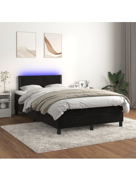 Boxspringbett mit Matratze & LED Schwarz 120x200 cm Samt