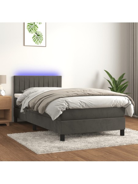 Boxspringbett mit Matratze & LED Dunkelgrau 80x200 cm Samt