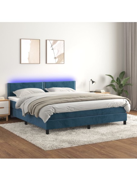 Boxspringbett mit Matratze & LED Dunkelblau 180x200 cm Samt