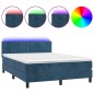 Boxspringbett mit Matratze & LED Dunkelblau 140x200 cm Samt