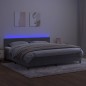 Boxspringbett mit Matratze & LED Hellgrau 200x200 cm Samt