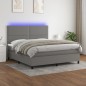 Boxspringbett mit Matratze & LED Dunkelgrau 160x200 cm Stoff