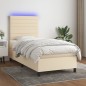 Boxspringbett mit Matratze & LED Creme 90x190 cm Stoff