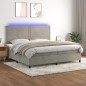 Boxspringbett mit Matratze & LED Hellgrau 200x200 cm Samt