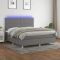 Boxspringbett mit Matratze & LED Dunkelgrau 160x200 cm Stoff