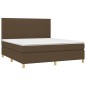 Boxspringbett mit Matratze & LED Dunkelbraun 160x200 cm Stoff