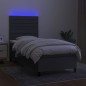 Boxspringbett mit Matratze & LED Dunkelgrau 100x200 cm Stoff